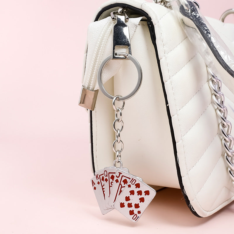 Wholesale Diamond Playing Card Metal Keychain