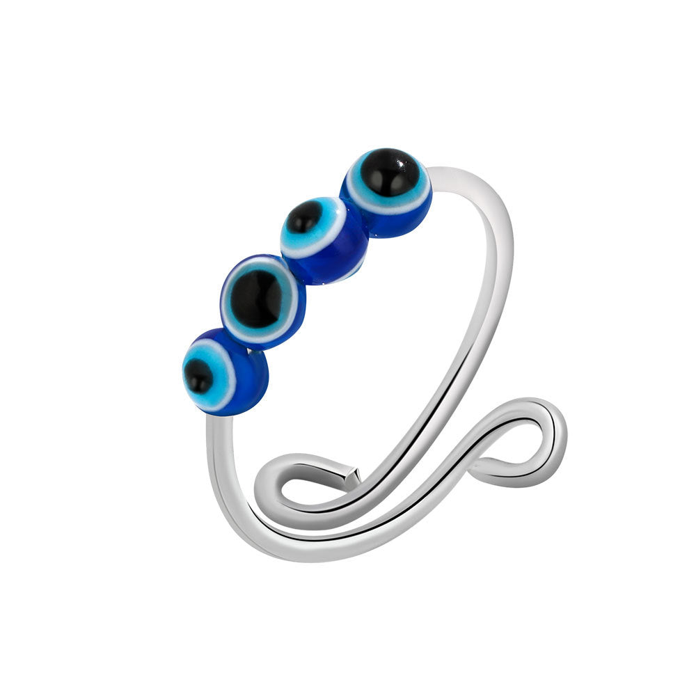 Wholesale Anti Stress Devil Eye Copper Adjustable Rings