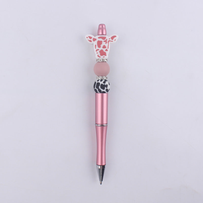 Wholesale Cartoon Cow Head Cow Pattern Silicone Bead Pen
