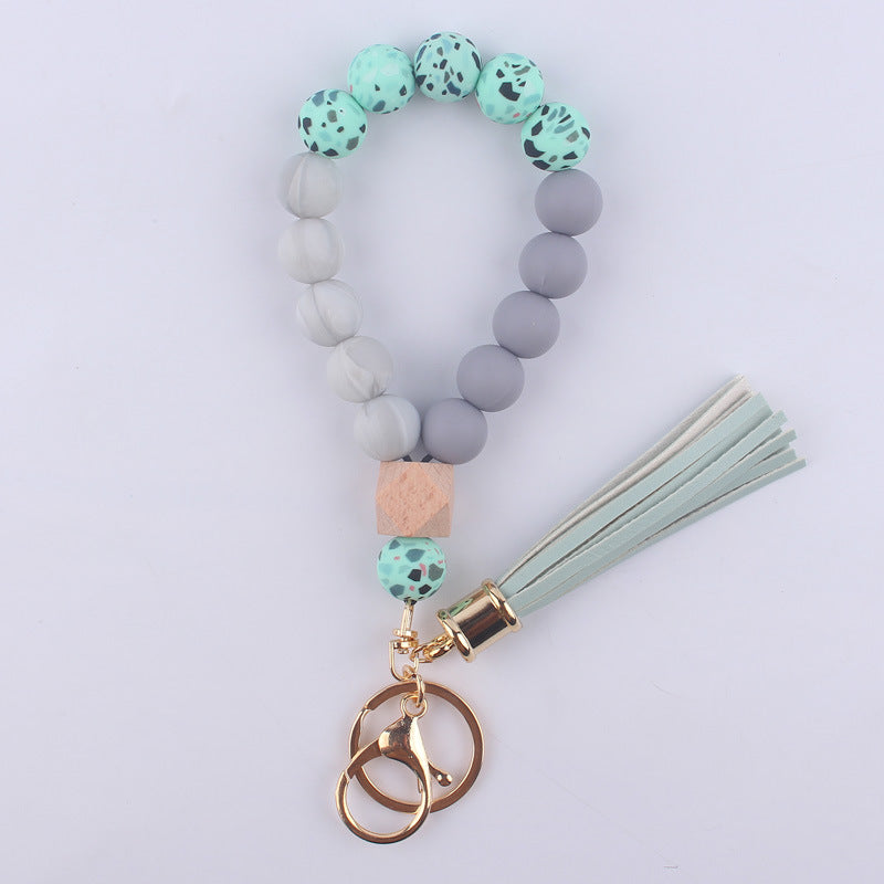 Wholesale Tassel Leather PU Silicone Beaded Wrist Keychains