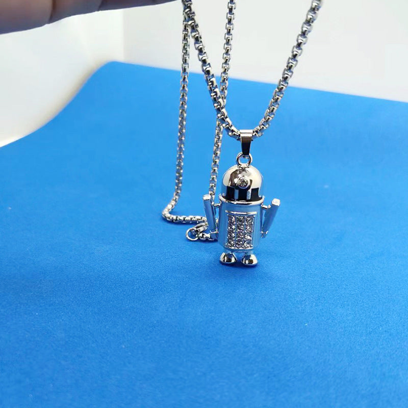 Wholesale Stainless Steel Movable Robot Pendant Creative Necklace
