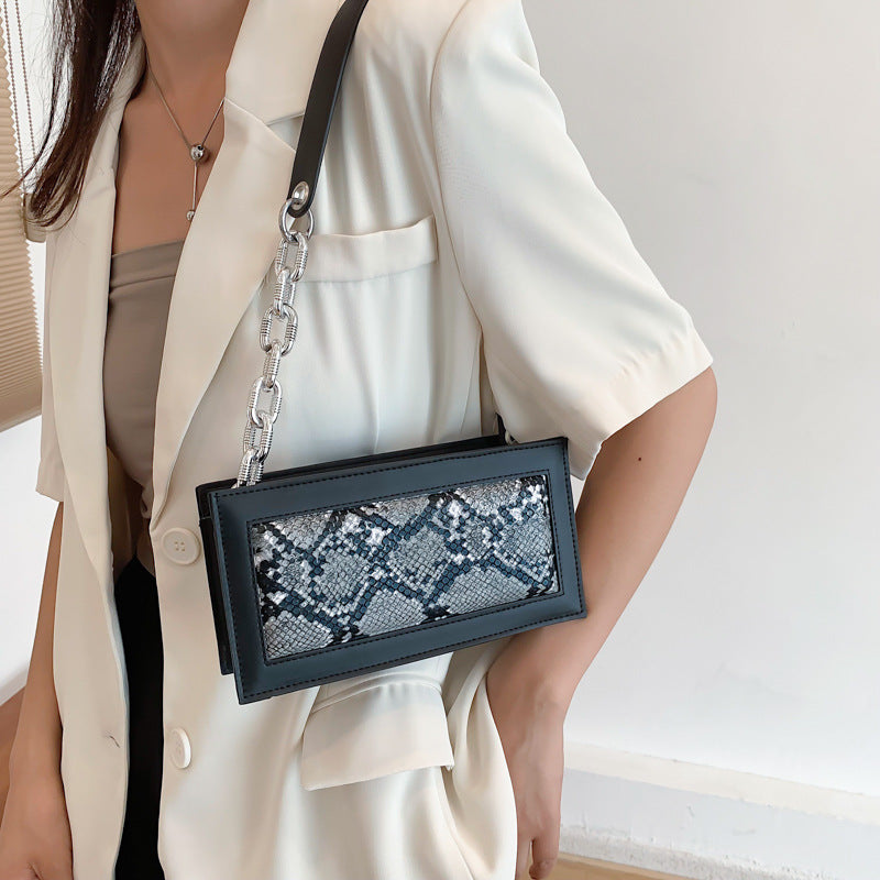 Wholesale PU Snake Pattern Stitching Shoulder Bag