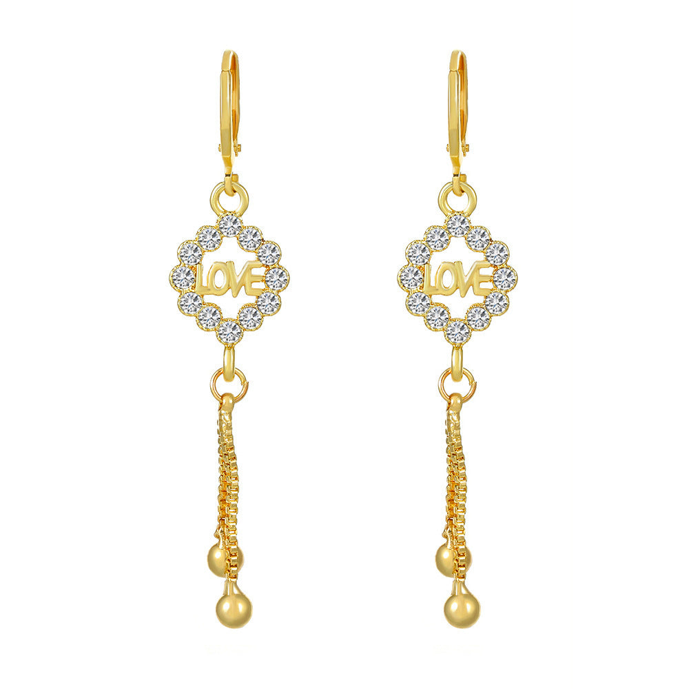 Wholesale Metal Geometric Alphabet Heart Alloy Earrings