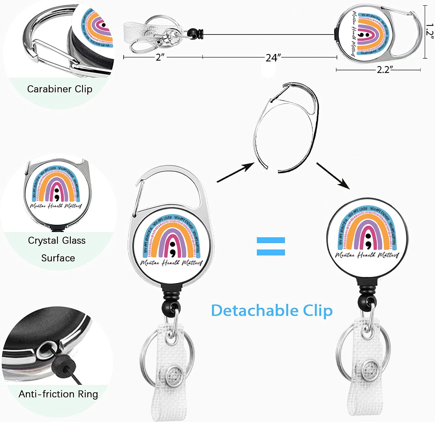 Cadena de llave del soporte de plástico del arco iris al por mayor