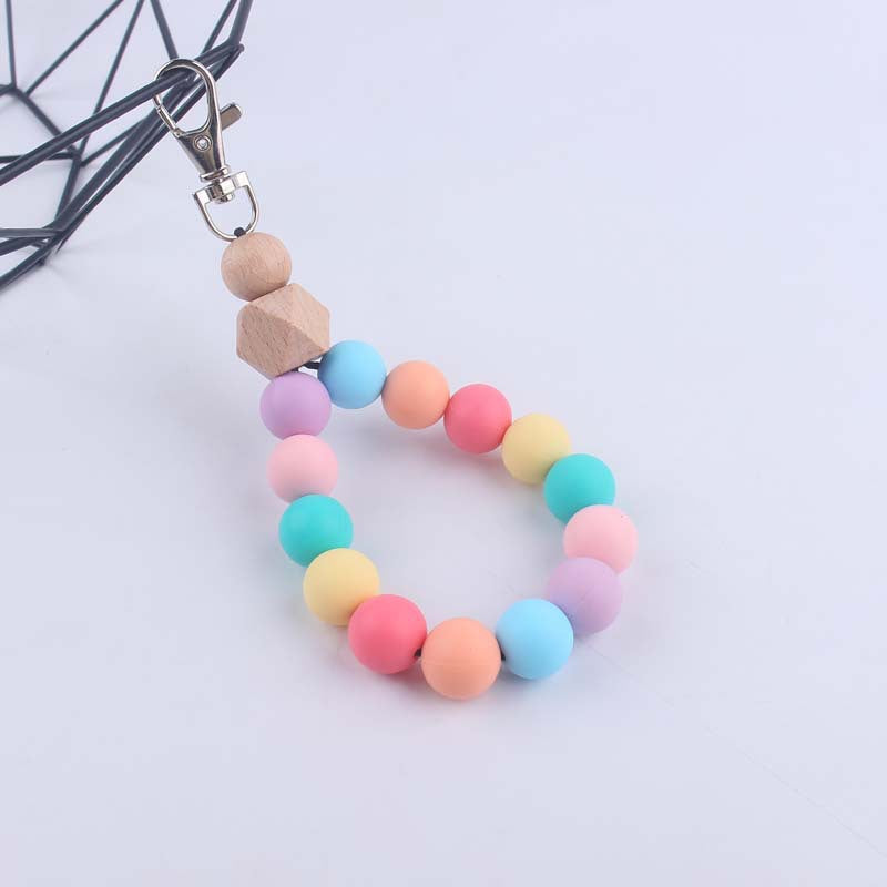 Wholesale Colorful Silicone Beaded Wrist Keychain