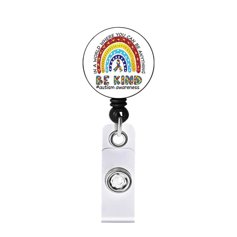 Wholesale Badge Reels Acrylic Rainbow Mental Health Retractable Keychain