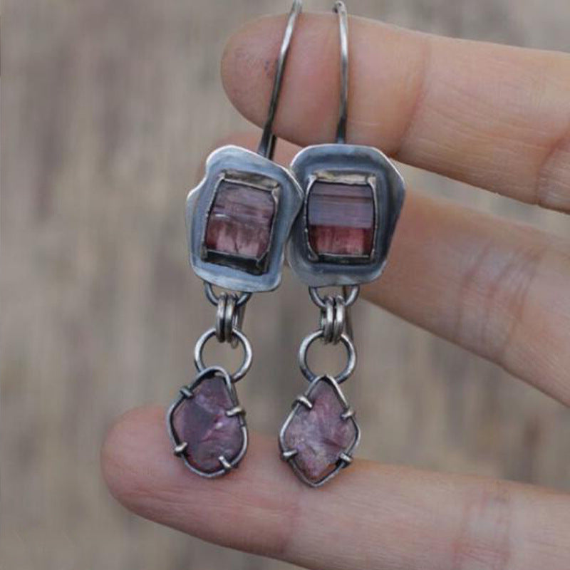 Wholesale Vintage Metal Pink Crystal Alloy Earrings