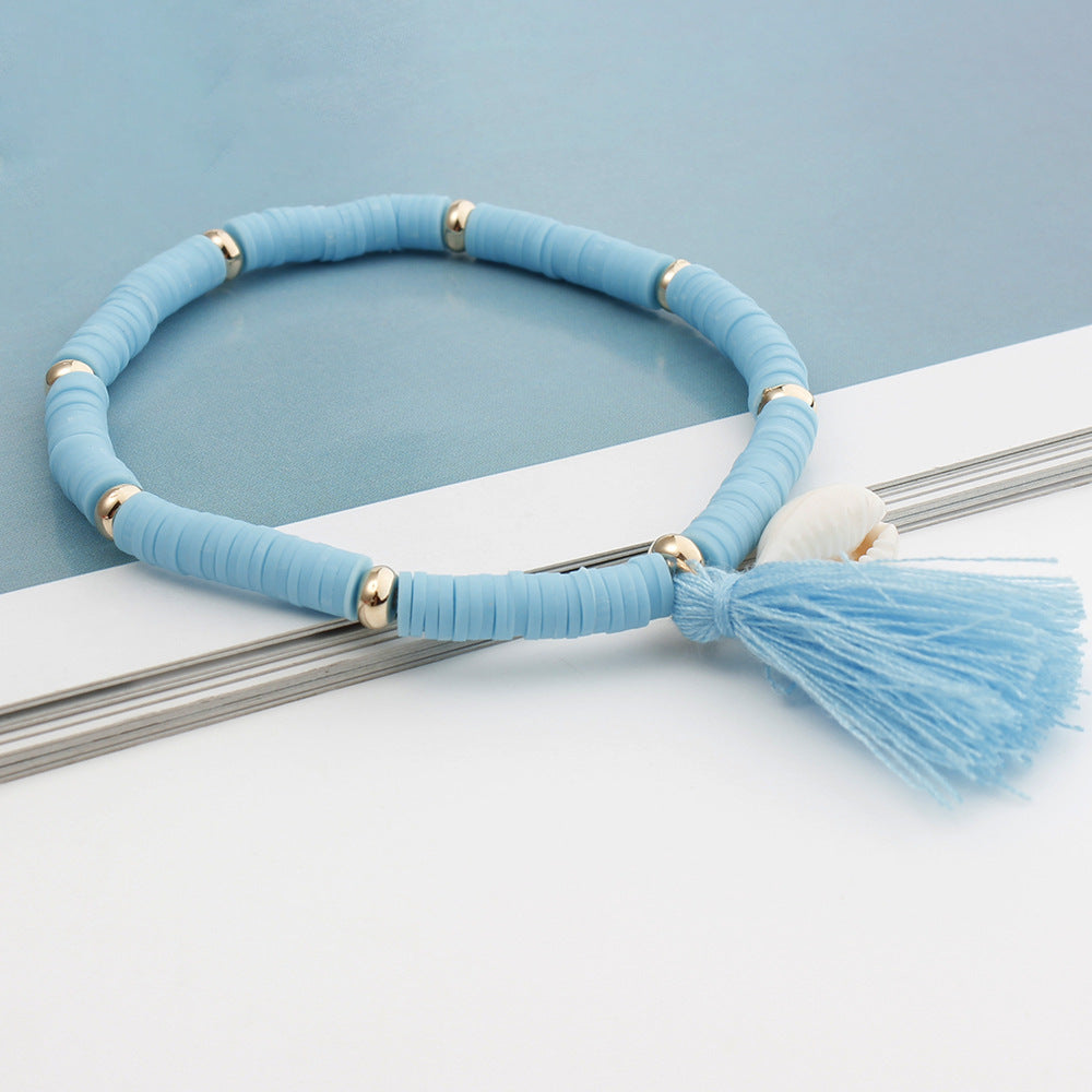 Wholesale Colorful Soft Pottery Shell Tassel Bracelet