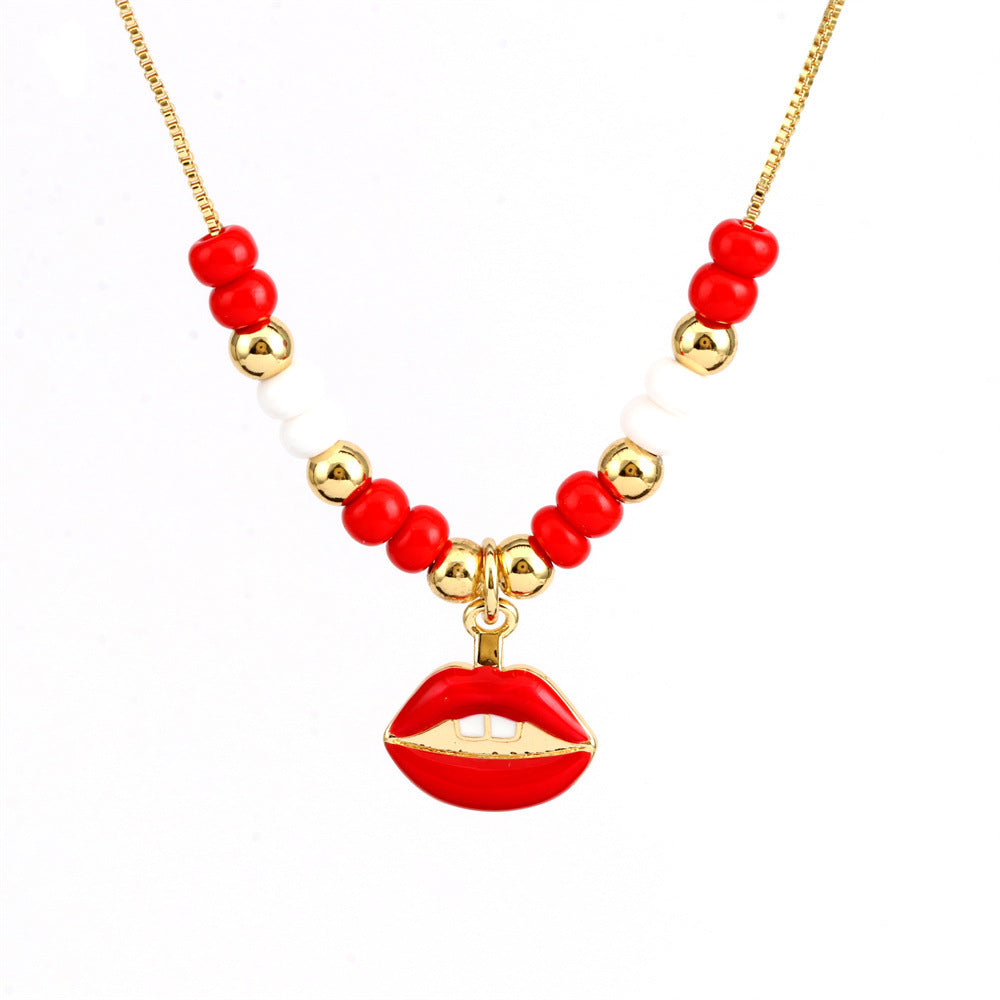 Collar con colgante de ojo mágico en forma de corazón de cobre al por mayor