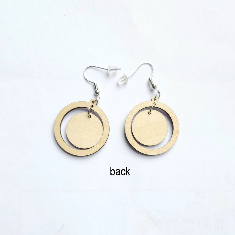 Wholesale Sports Football Round Wooden Earrings