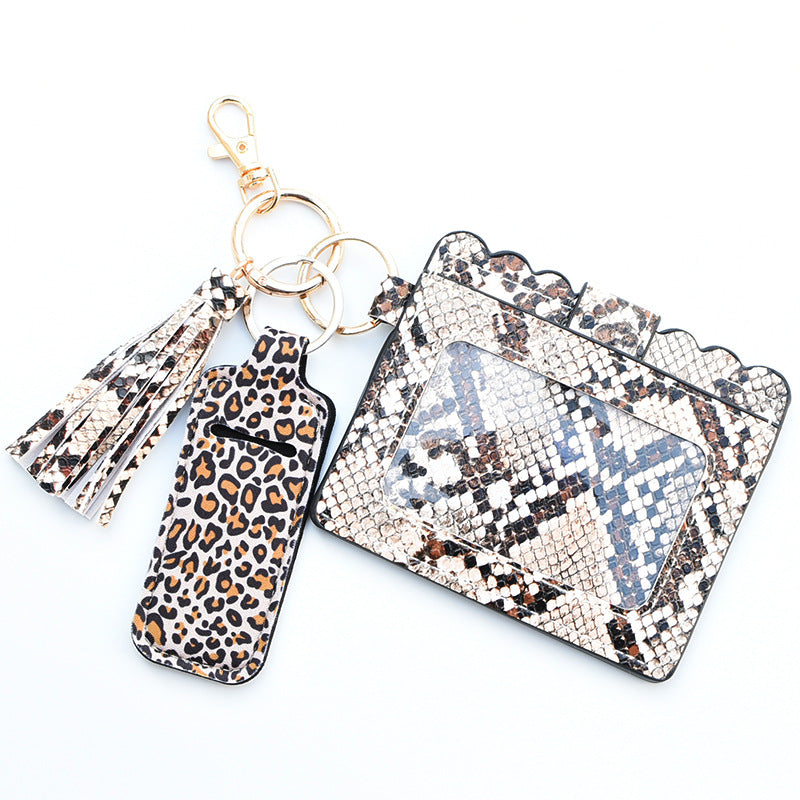Wholesale Cactus Leopard Print Rose Flower Lipstick Set Card Holder Keychain