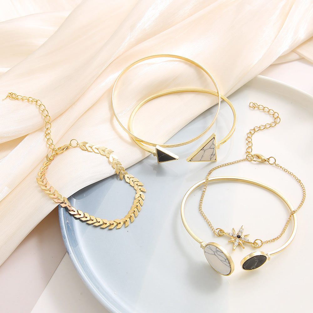 Wholesale Octagonal Arrow Alloy Bracelet Set of 5