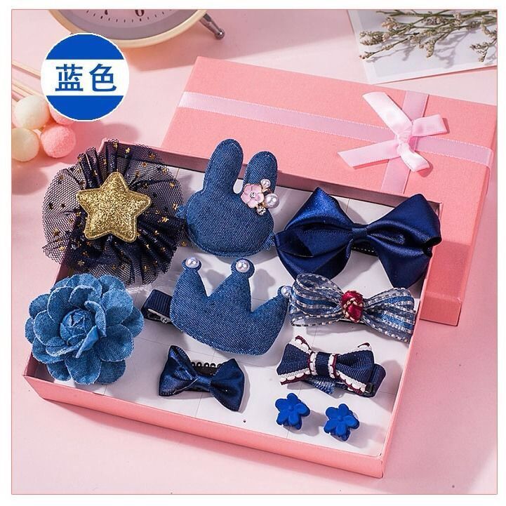 Wholesale Children's Gift Box Set of Ten Cloth Hair Clips