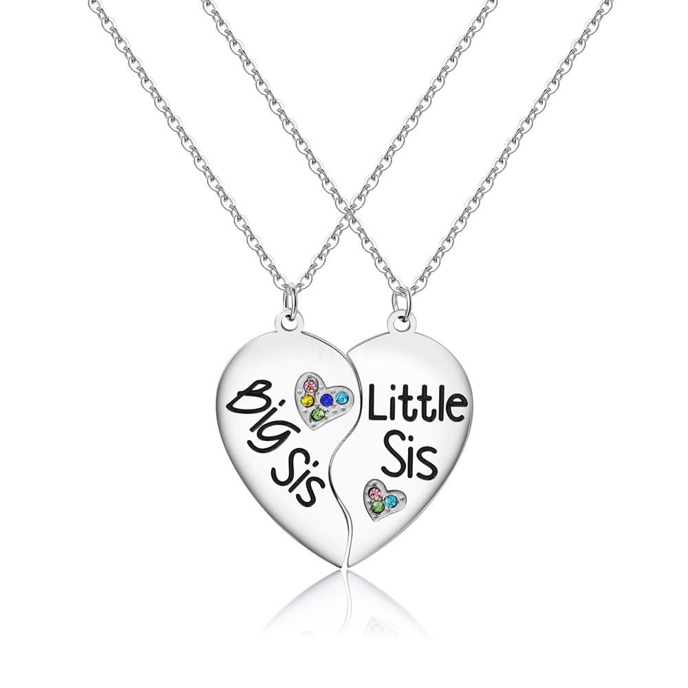 Wholesale Stainless Steel Lettering Heart Necklaces 2-Pack