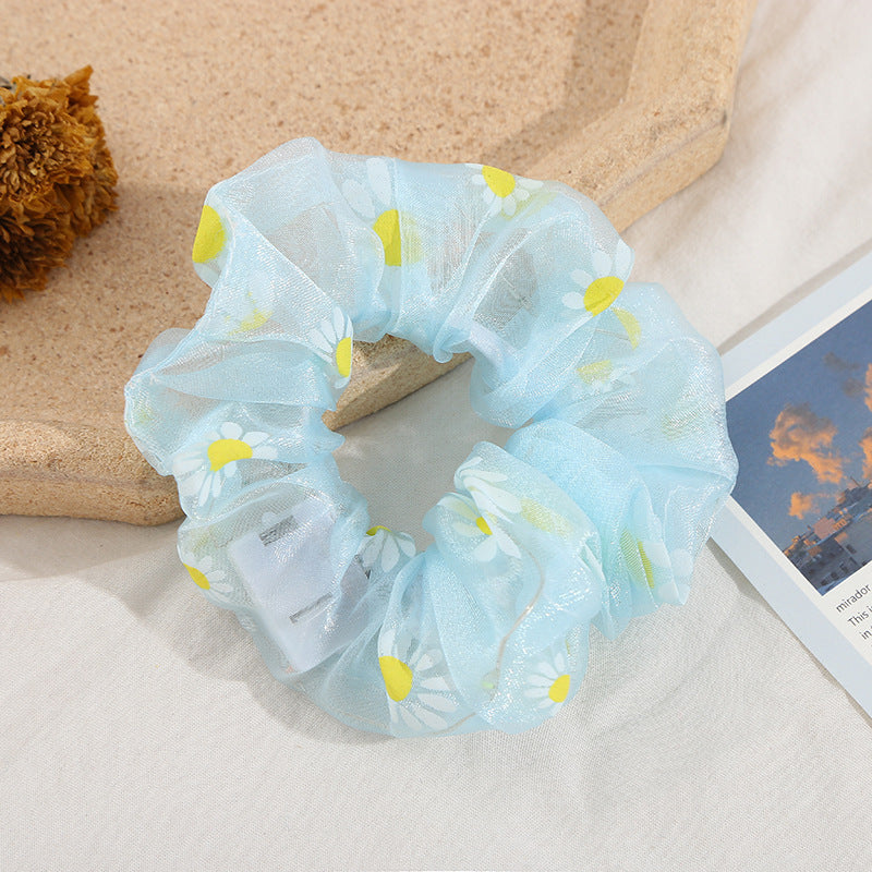 Wholesale LED Daisy Print Fabric Hair Scrunchies