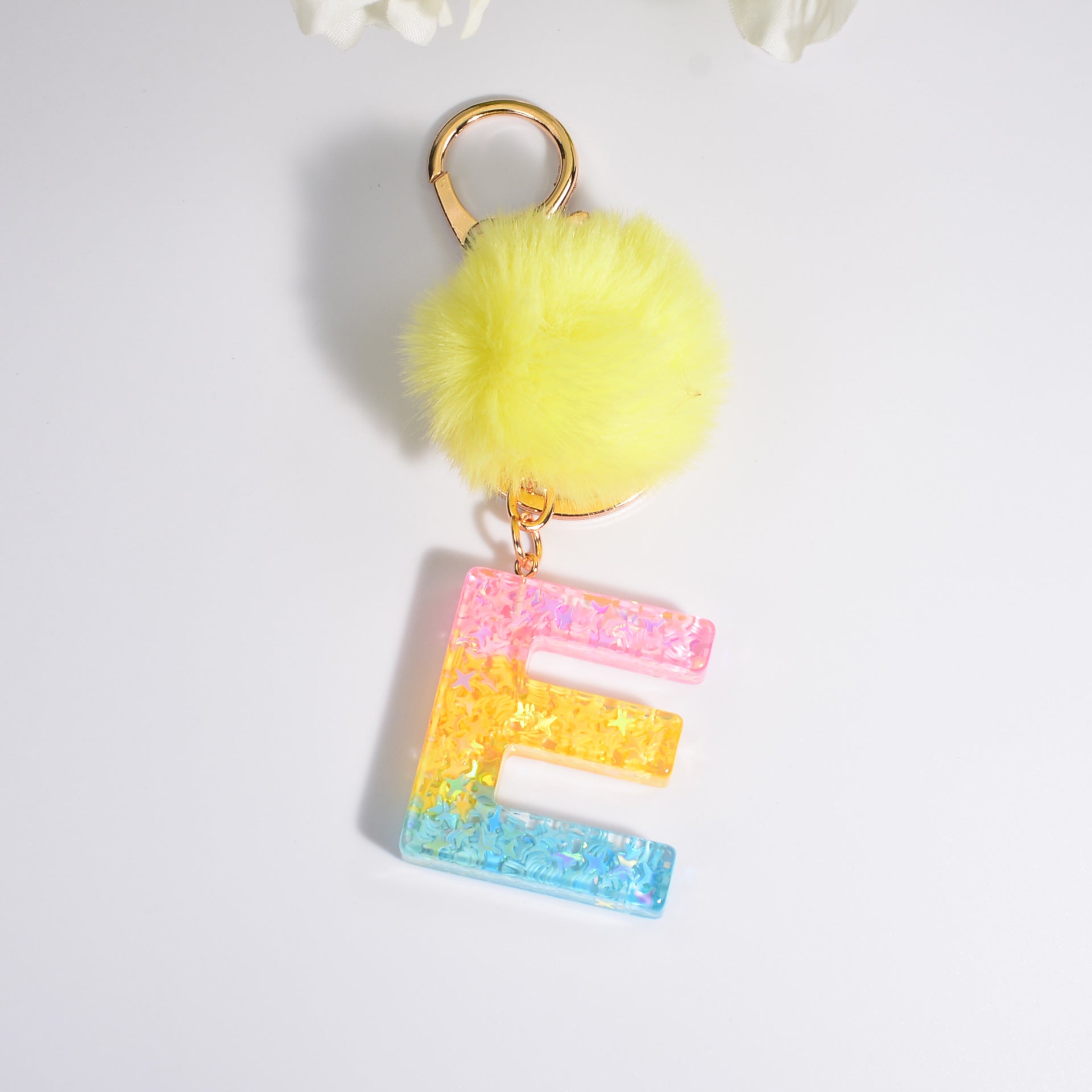 Wholesale English Alphabet Hair Ball Resin Keychain