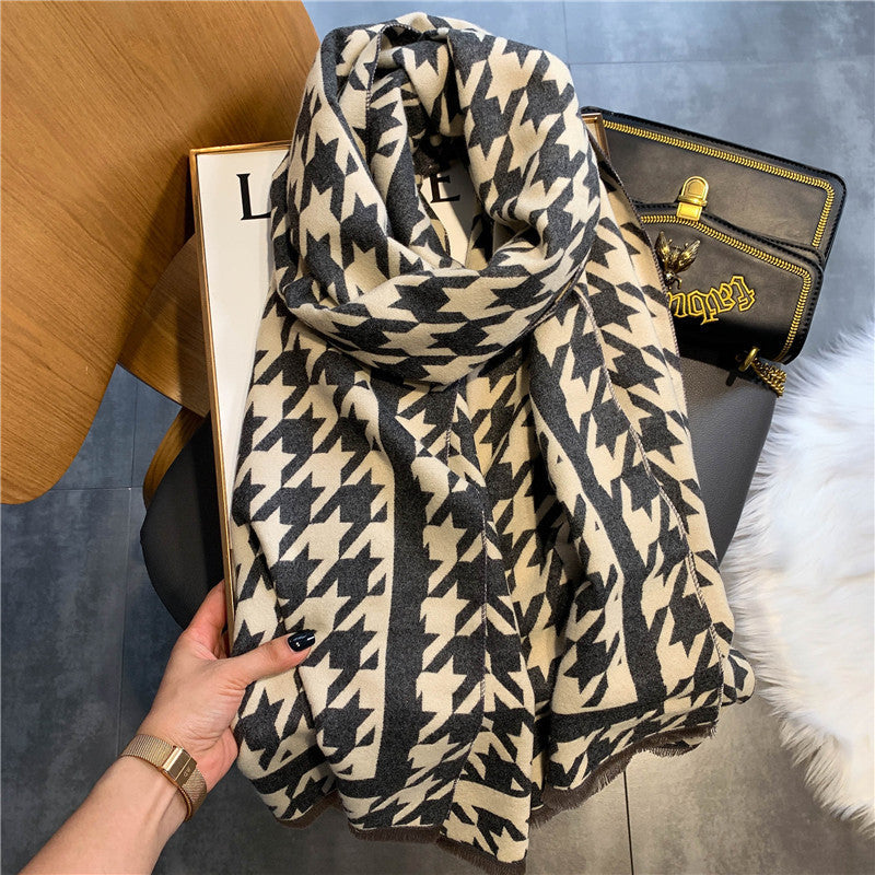 Wholesale Imitation Cashmere Double-sided Geometric Letter Thickened Warm Scarf