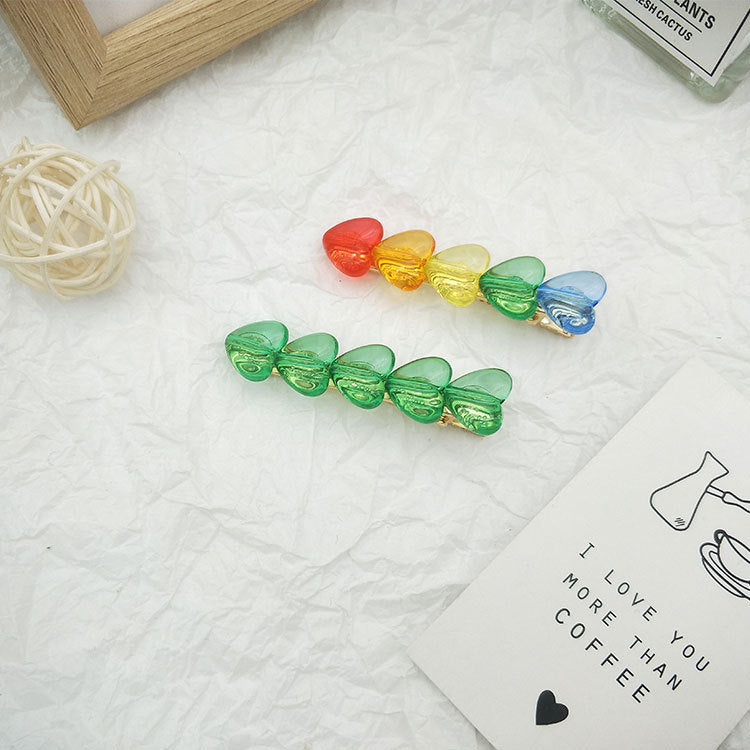 Wholesale Rainbow Hearts Acrylic Hair Clips Set