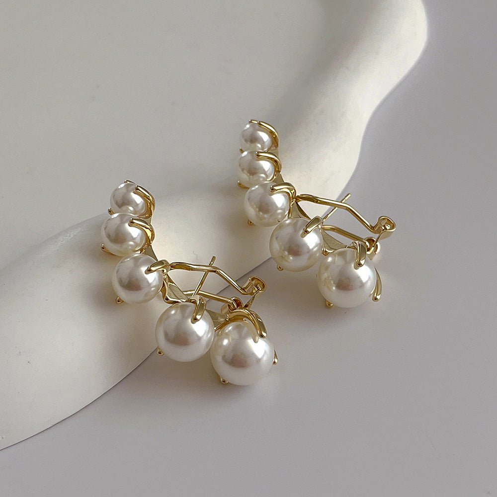 Wholesale French Vintage Imitation Pearl Clip/cuff Earrings