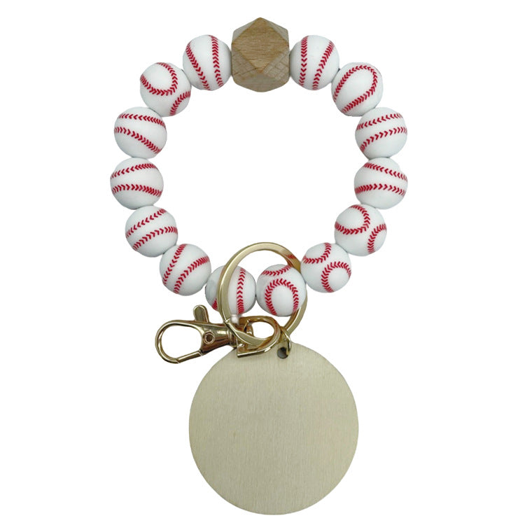 Venta al por mayor de madera de haya, marca de madera, pulsera de silicona, pulsera, llavero