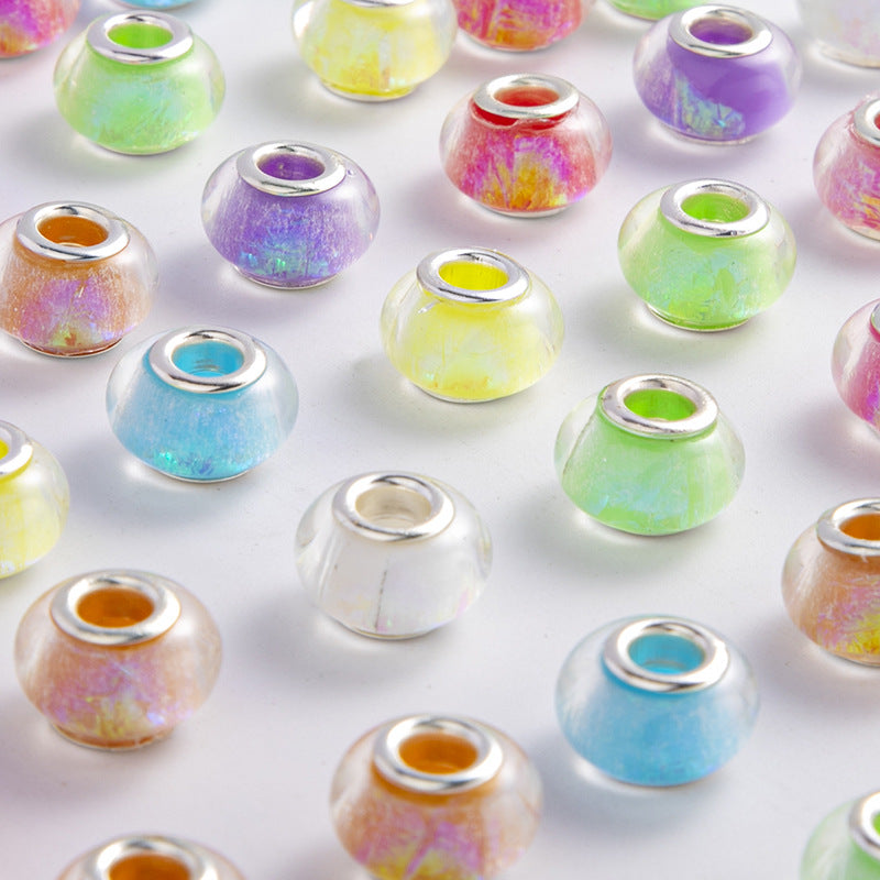 Al por mayor 10-200pcs/paquete de 14 mm de resina de aluminio brillante Big Beads