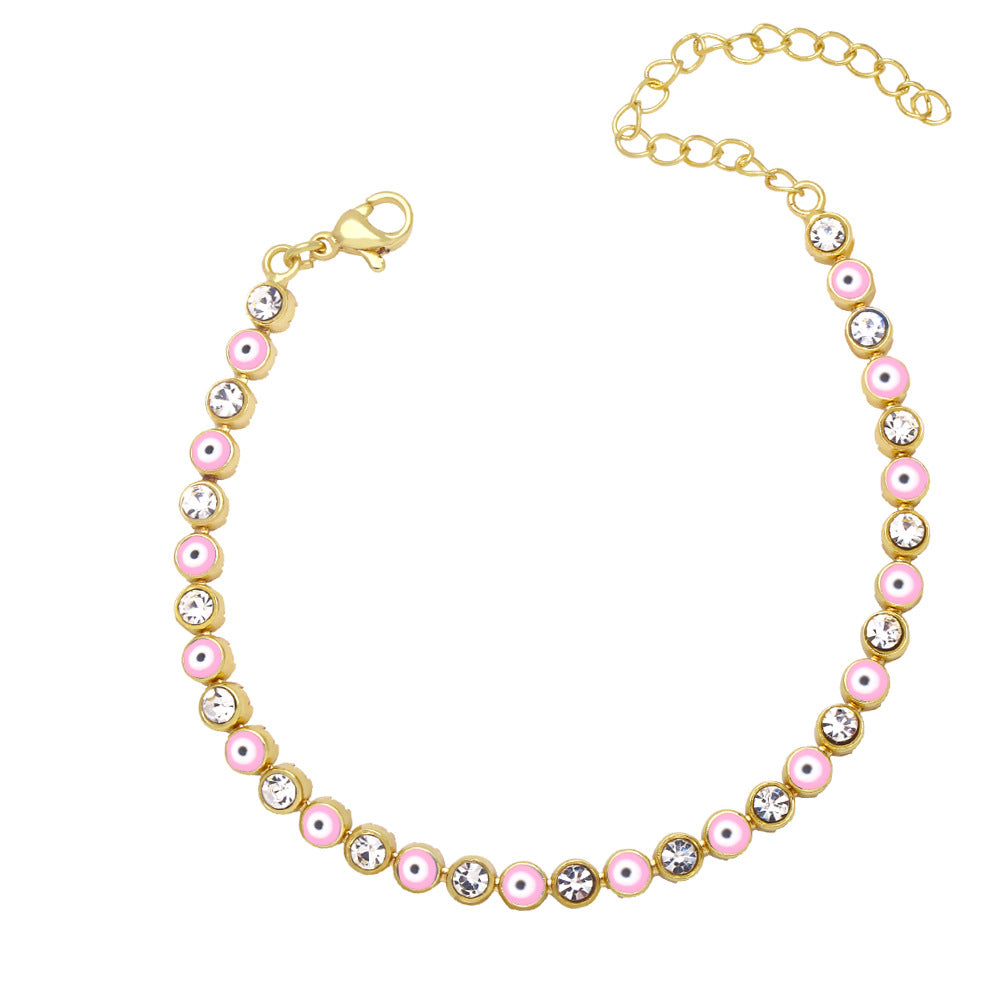 Pulsera de aleación de ojo de diablo de aceite de oro chapado en el ojo de goteo