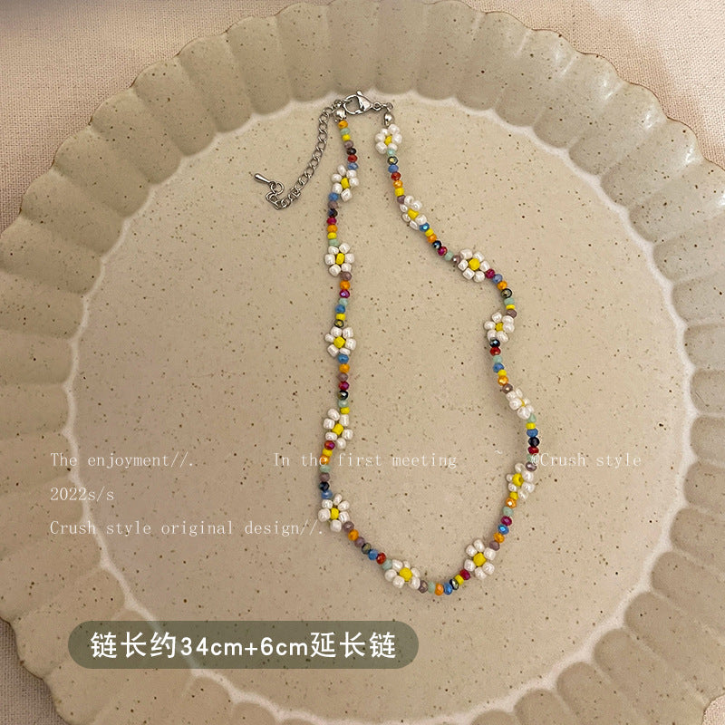 Wholesale Heart Glass Colorful Beaded Necklaces