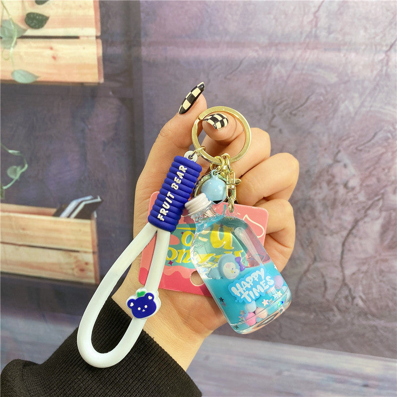 Aceite acrílico al por mayor en la cadena de llave de la botella de deriva líquida