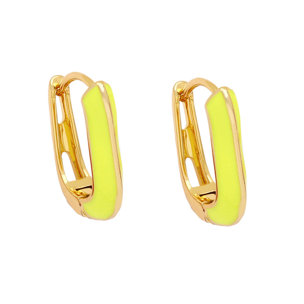 Wholesale Oil Drip U Shape Vintage Copper Earrings