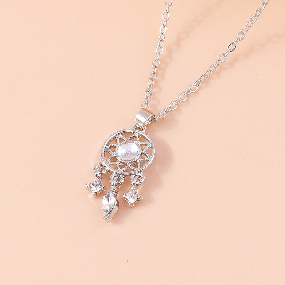 Wholesale Alloy Hollow Window Grille Geometric Pendant Necklace