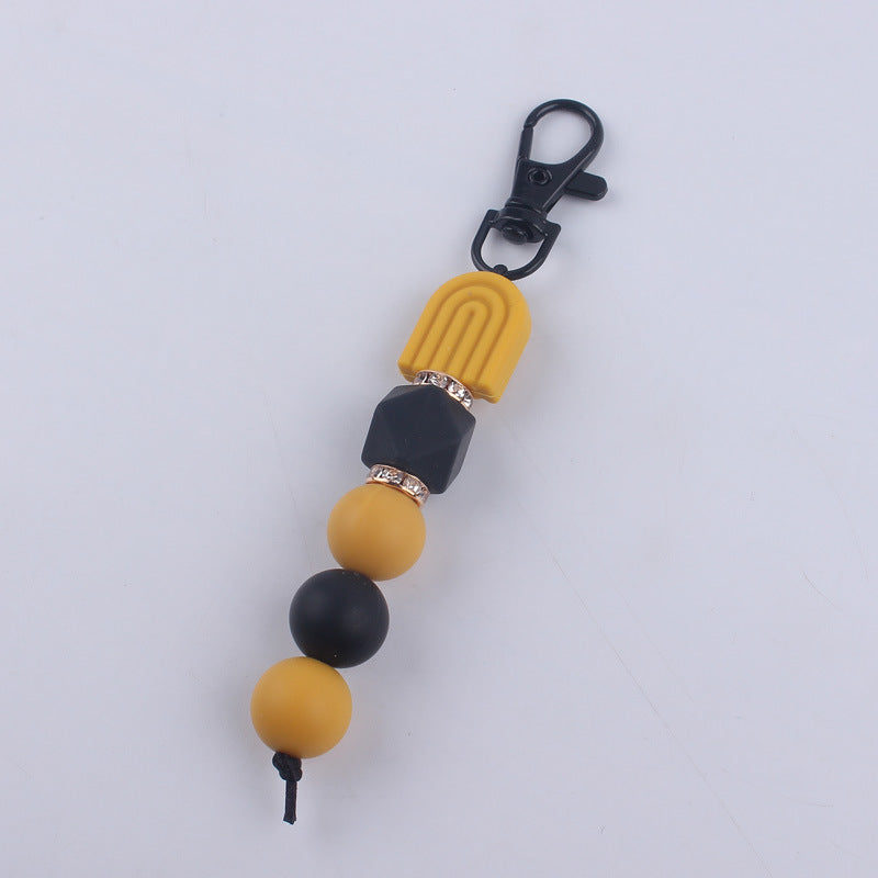 Llavero con cuentas de silicona arcoiris al por mayor