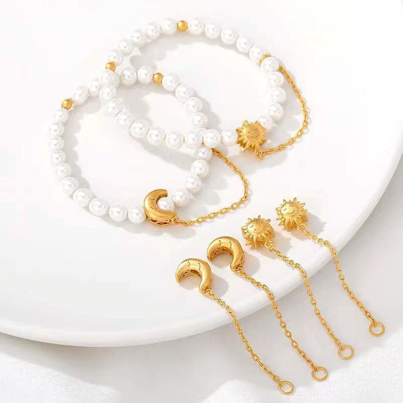 Wholesale Moon Sun Alloy Bracelet Sand Gold Spacer Bead Accessories