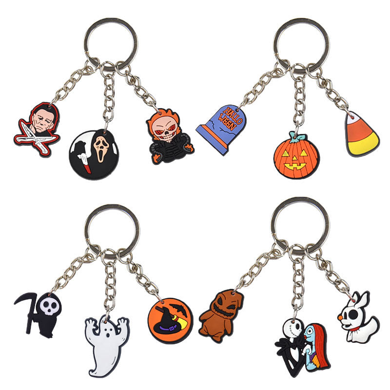 Wholesale 10pcs Halloween Cartoon Silicone Keychain