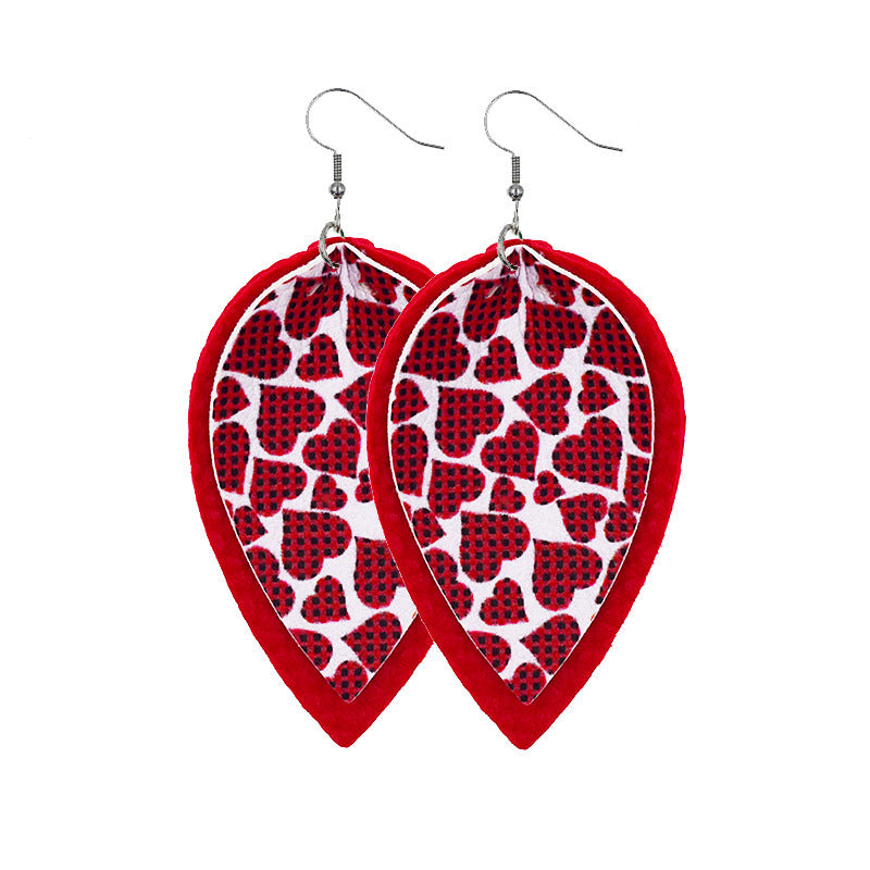 Wholesale Valentine Hearts Leather Earrings