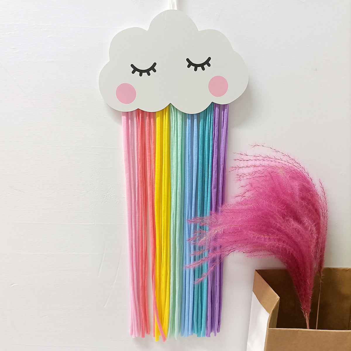 Wholesale Wool Smiley Cloud Rainbow Ornament