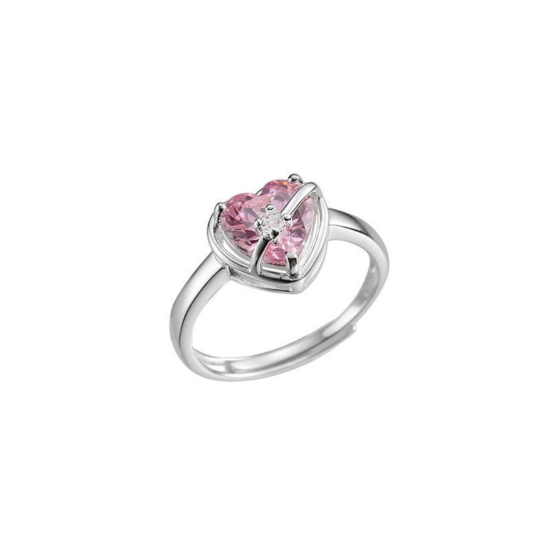 Anillos De Cobre De Piedras Preciosas De Corazón Rosa al por mayor