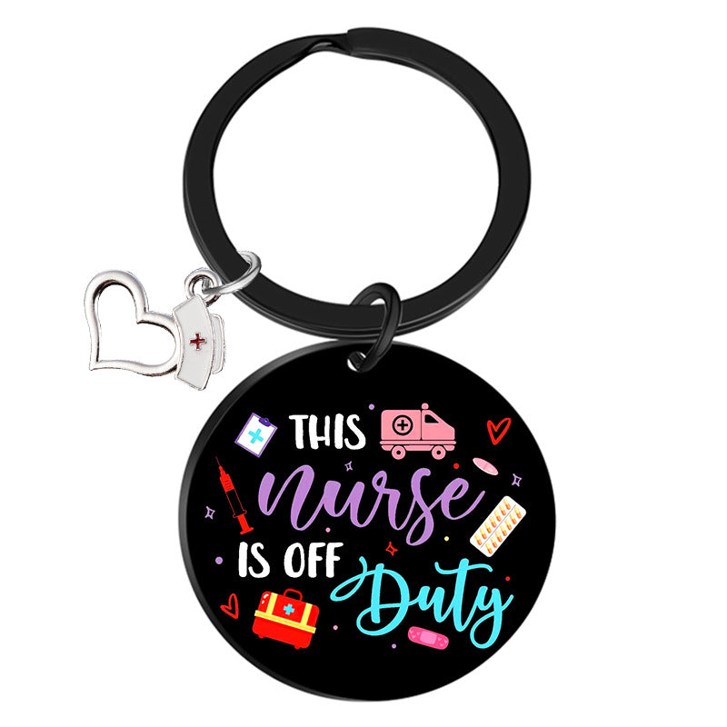 Wholesale Stainless Steel Nurses Day Color Printing Creative Keychain