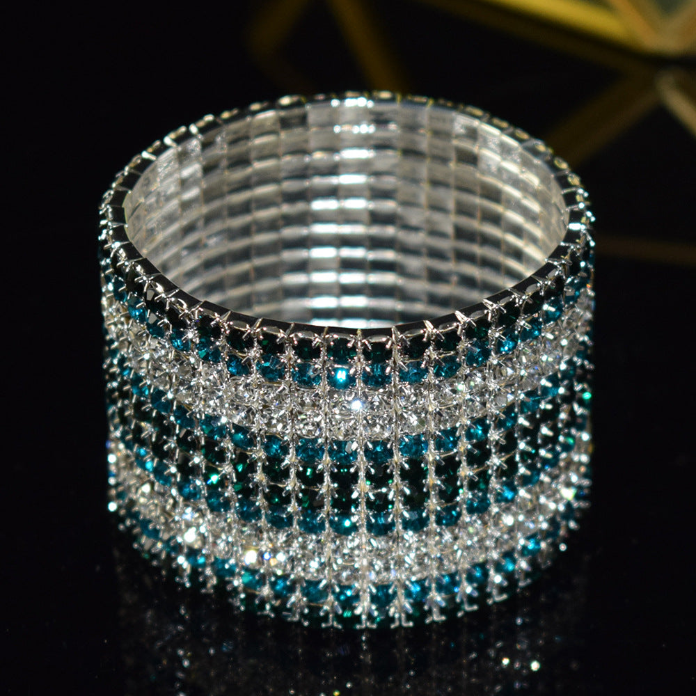 Conjunto de pulsera en capas de diamantes de imitación de cristal elástico al por mayor