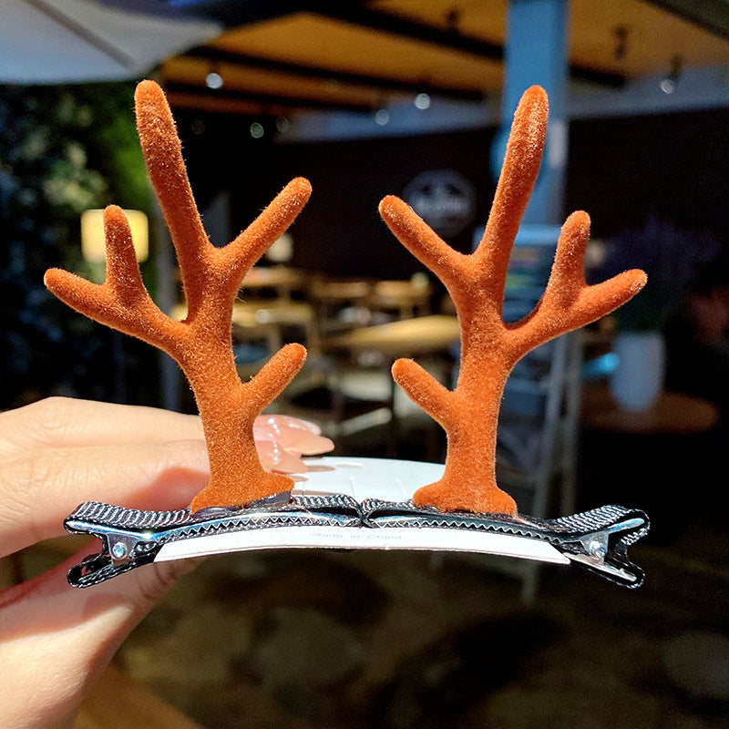 Wholesale Soft Clay Christmas Antler Hair Clips