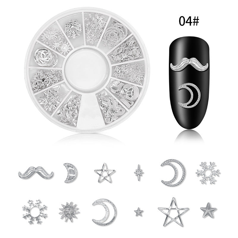 Wholesale Nail Art Rivets Star and Moon Metal Alloy Nail Decoration Hollow Nail Art Diamonds