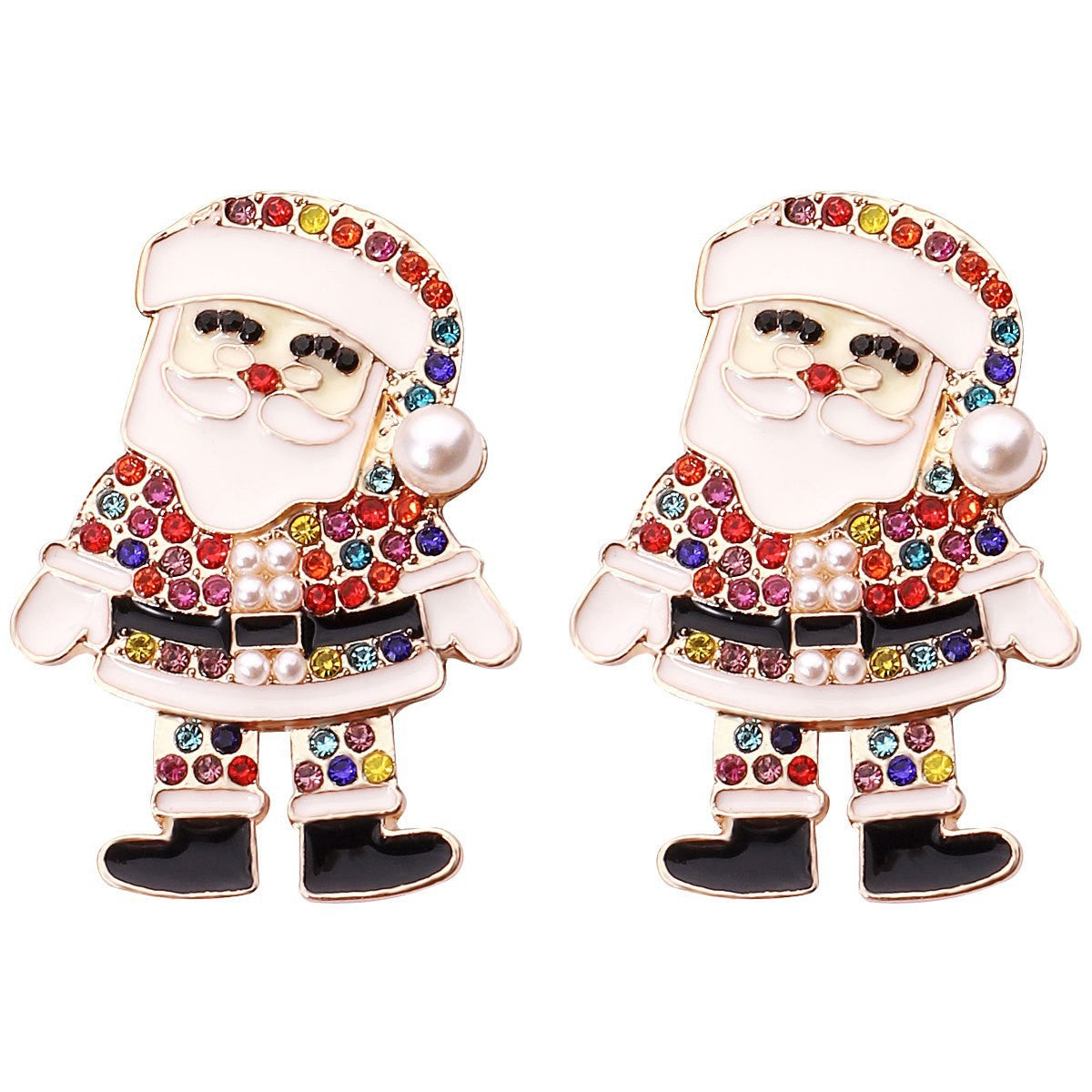 Wholesale Christmas Tree Bells Elk Lollipop Rice Beads Alloy Diamond Earrings