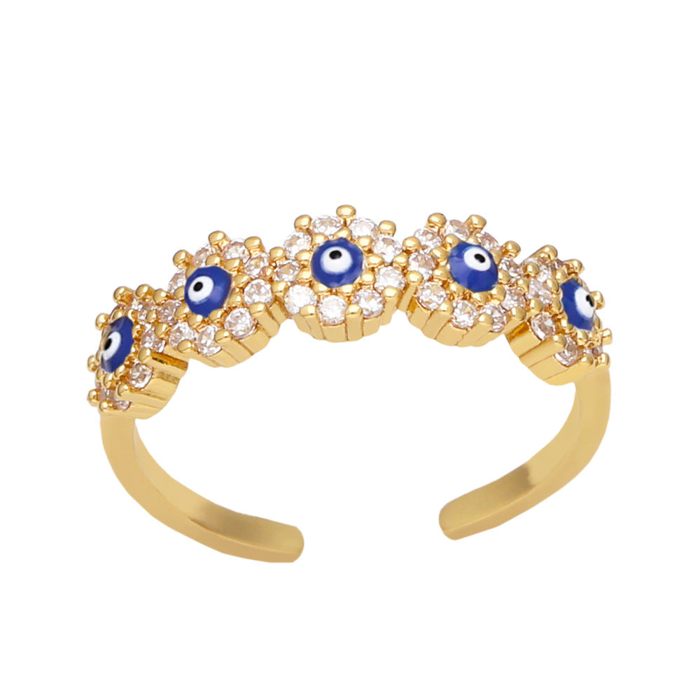 Wholesale Jewelry Devil Eyes 18K Gold Plated Copper Rings