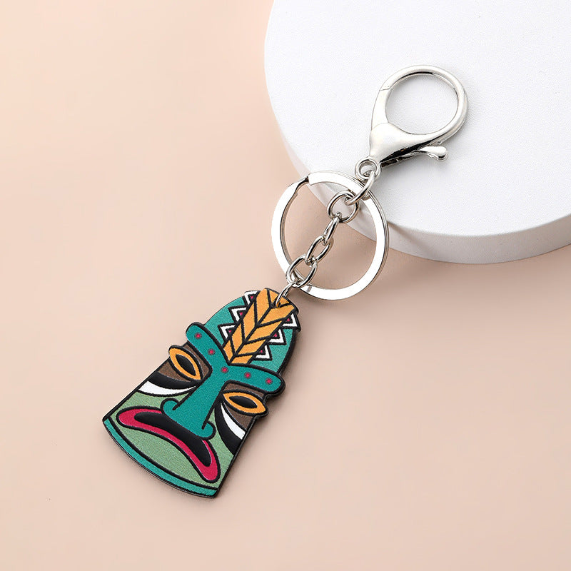 Wholesale Acrylic Boho Villain Face Mask Keychain