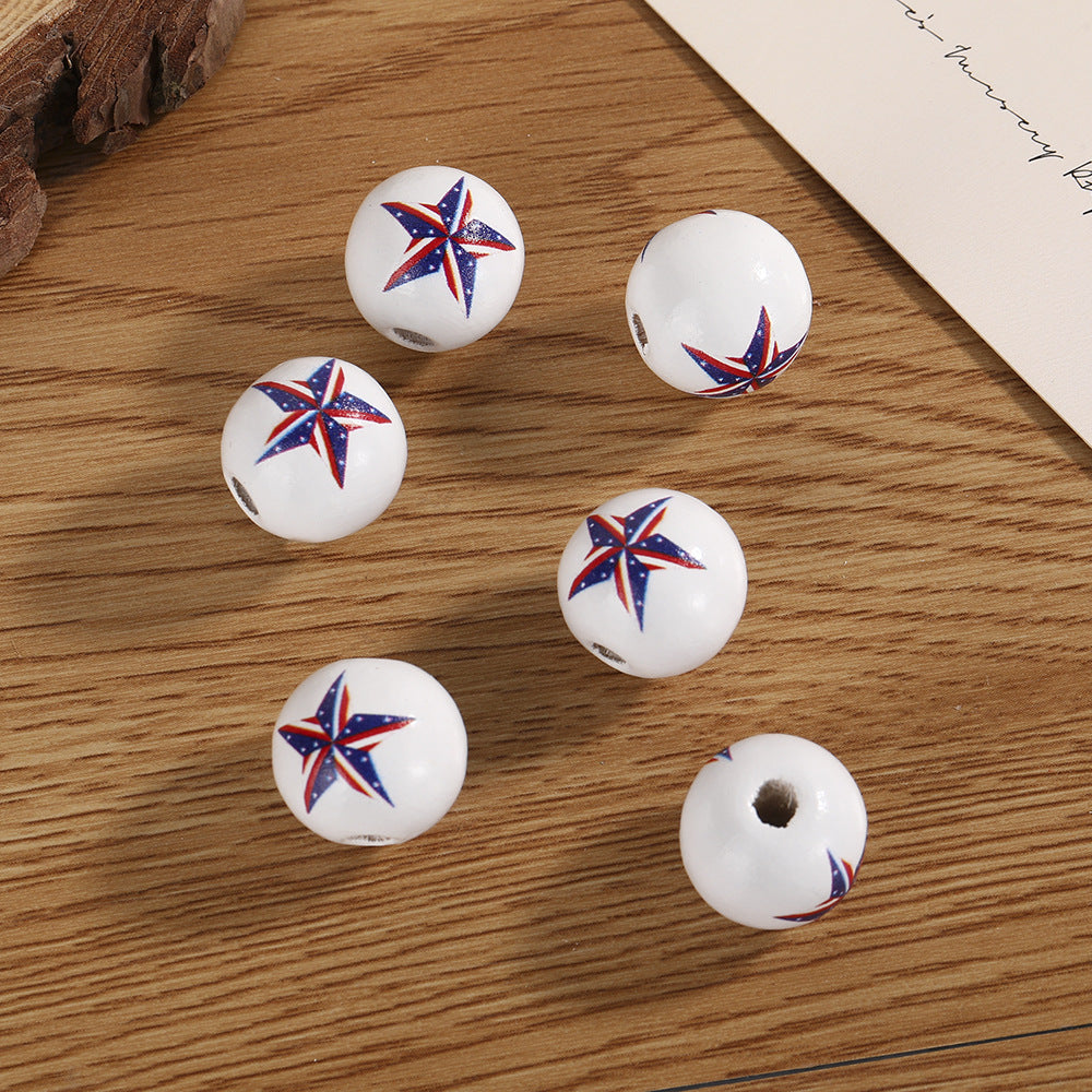 Cuentas al por mayor de 500 piezas de 16 mm American Flag Hewood