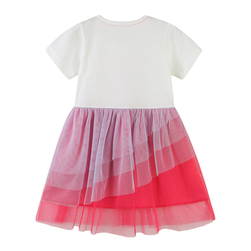 Wholesale Girls Round Neck Lace Cotton Princess Dress Baby Clothes