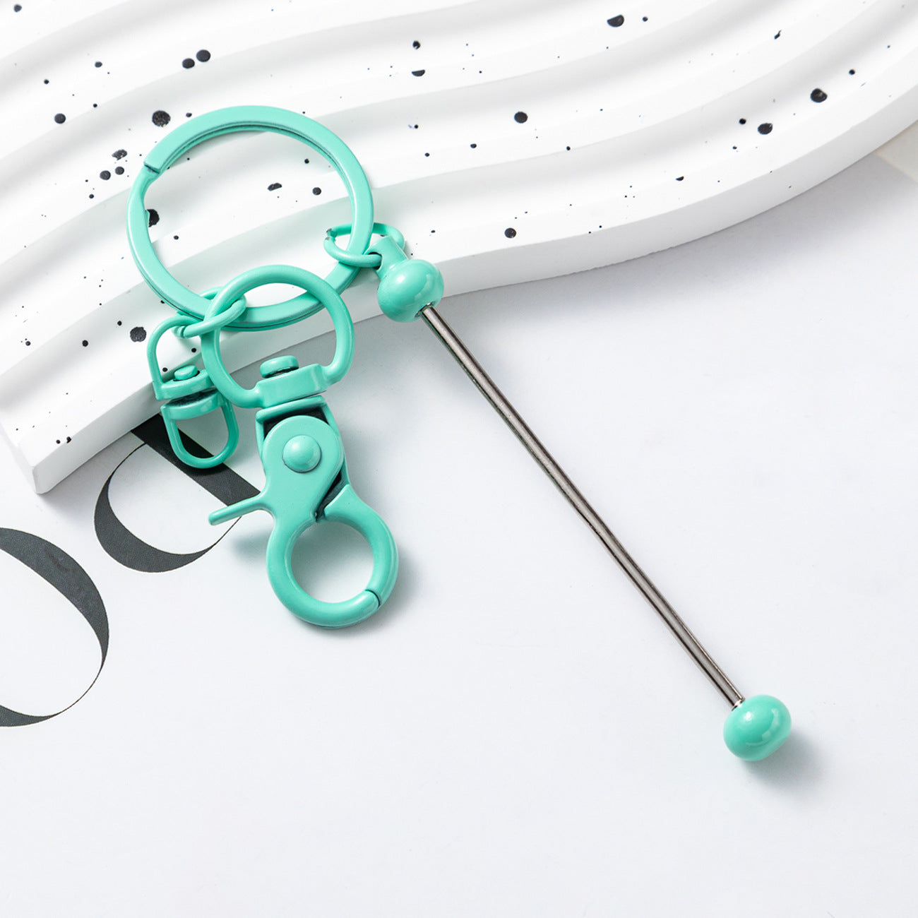 Wholesale Beadable Bar Keychains Handmade Metal Solid Color Keychain