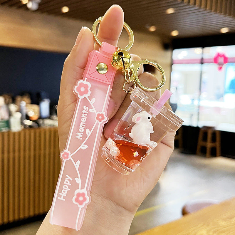 Wholesale Cherry Blossom Oil Bunny Drift Bottle Acrylic Keychains