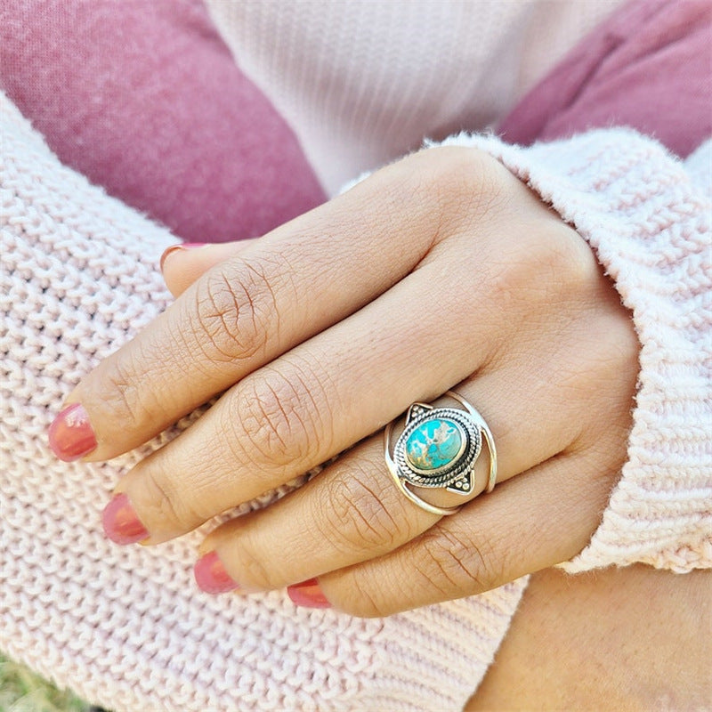 Wholesale Bohemian Vintage Turquoise Alloy Rings
