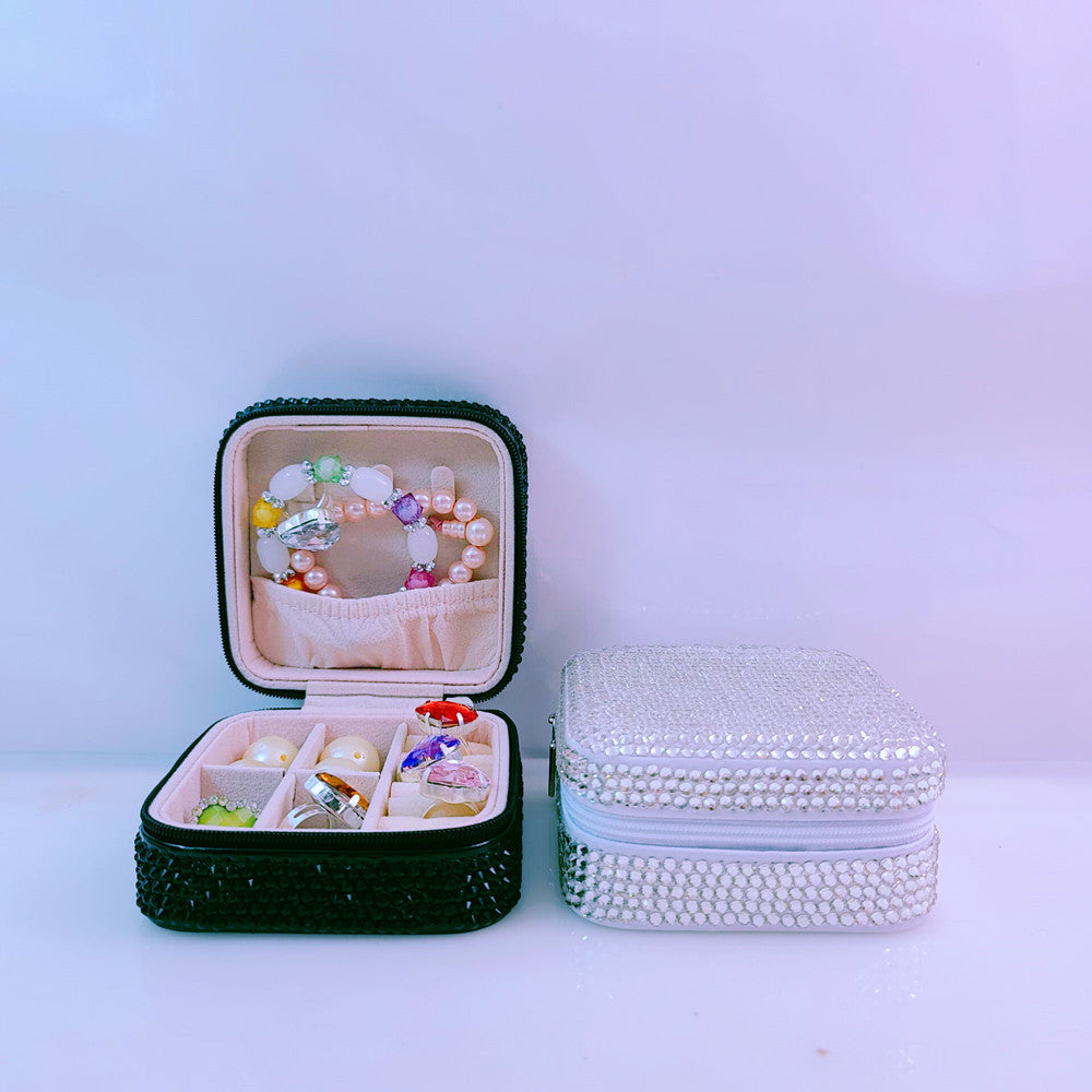 Wholesale PU Inlaid Diamond Macaron Color Jewelry Storage Box