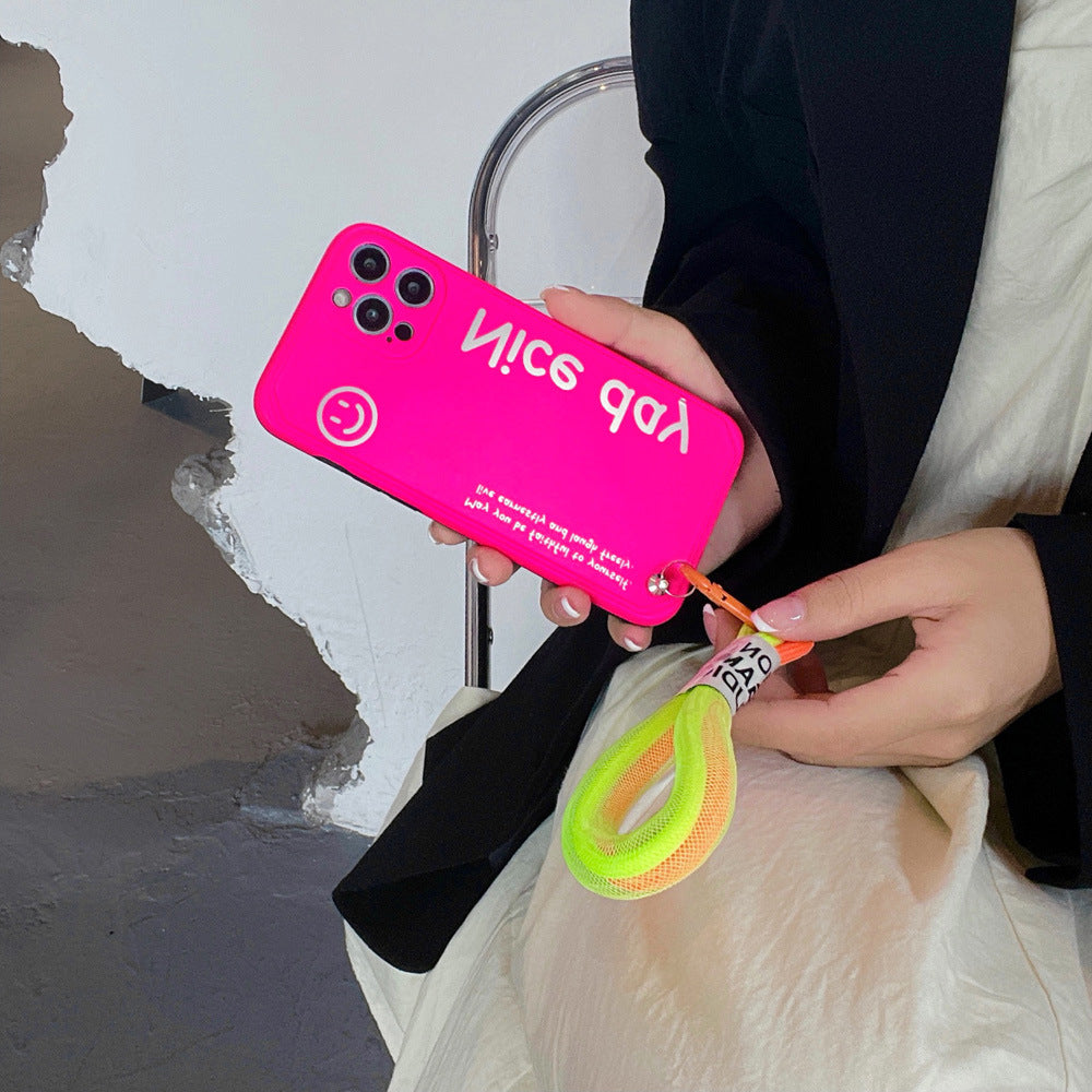 Wholesale TPU English Smiley Fluorescent Color Bracelet Soft Phone Case